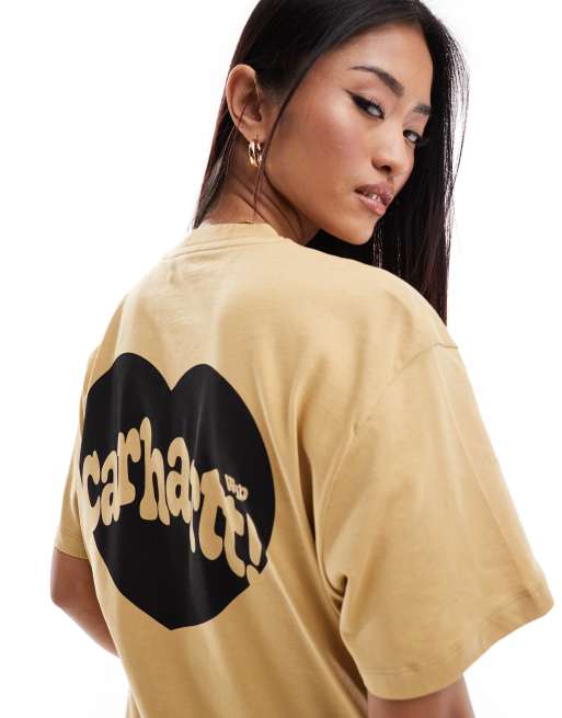 Carhartt WIP - Amour - T-shirt met hartprint in zandkleur