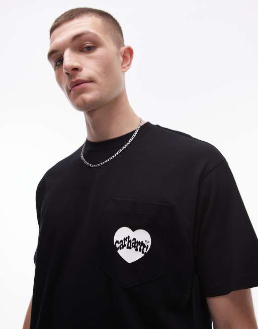 Carhartt WIP - Amour - T-shirt nera con cuore sulla tasca