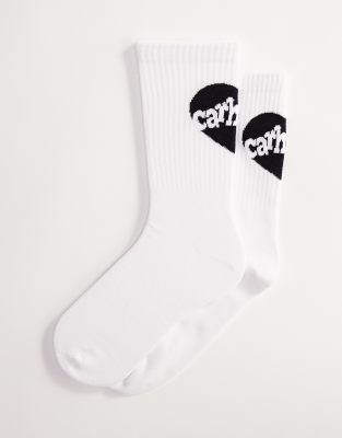 Carhartt WIP - Amour - Uniseks sokken met hartprint in wit