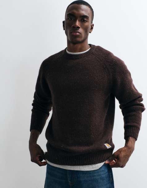 Carhartt WIP Anglistic knitted speckled jumper in dark brown - view 1