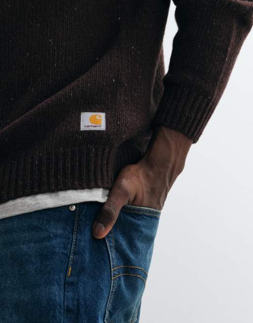 Carhartt WIP - Anglistic - Maglione marrone scuro puntinato, 3 di 5