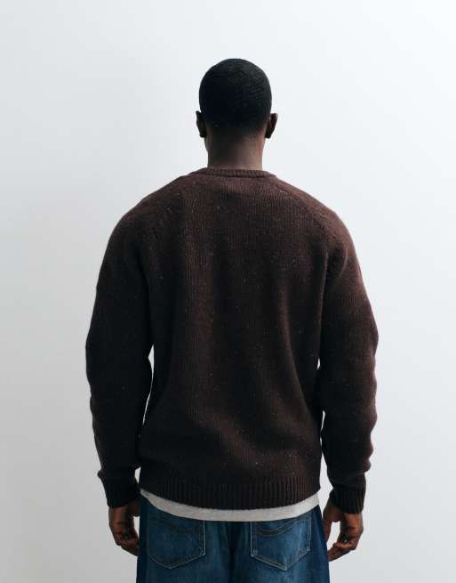 Carhartt WIP - Anglistic - Mørkebrun striktrøje med plettet design, 4 af 5