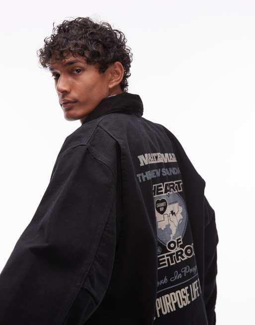 Carhartt WIP – Arcan – Czarna kurtka z grafiką na plecach, 3 z 4
