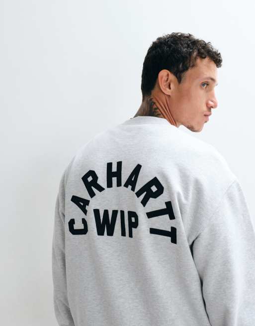 Carhartt WIP Arch Script-logo sweatshirt i askemeleret grå, 2 af 5