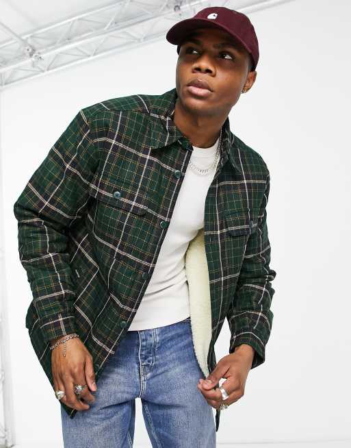 Carhartt WIP – Archer – Zielona koszula wierzchnia w kratę z podszewką