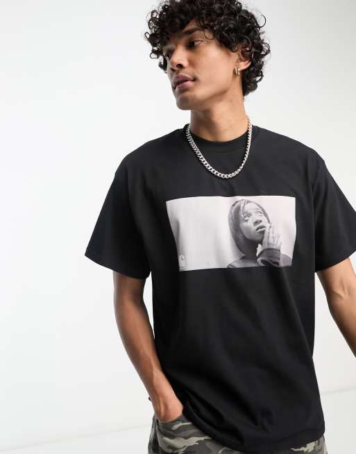Carhartt WIP – Archive – Czarny T-shirt z motywem dziewczyny