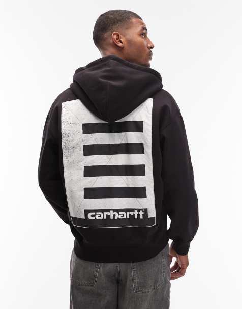 Carhartt WIP - Archive Lines - Felpa con cappuccio oversize nera con zip e applicazione sul retro - view 1