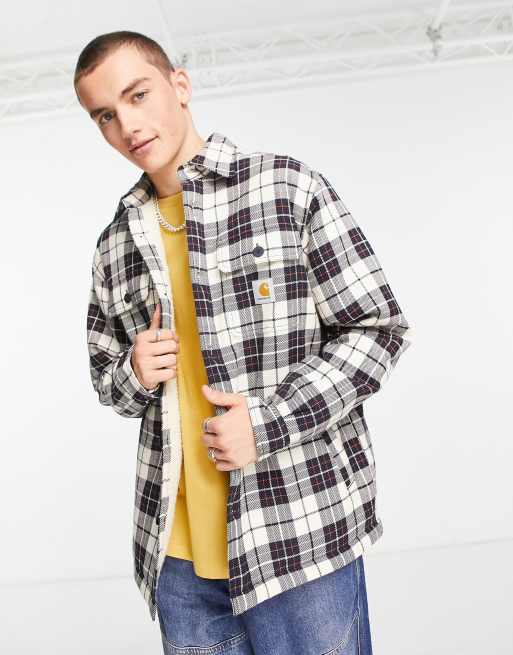 Carhartt WIP arden check shacket in white | ASOS