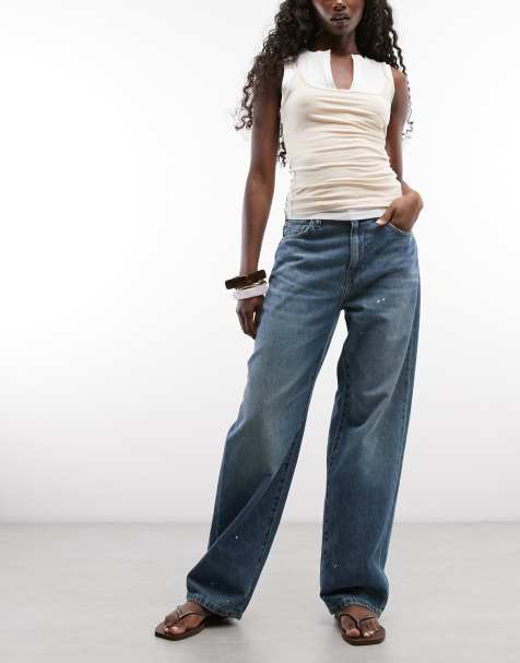 Carhartt WIP Arin Tapered-Jeans mit Farbspritzer-Effekt in dunkel verwaschenem Vintage-Blau - view 1