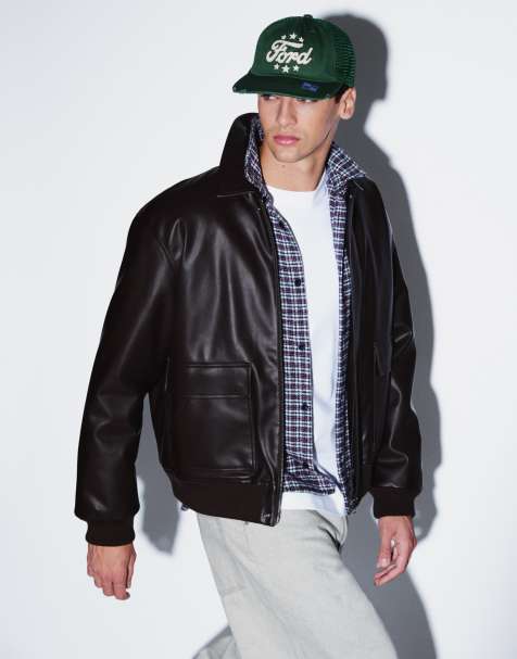 Carhartt WIP Arizona faux leather trucker jacket in dark brown - view 1