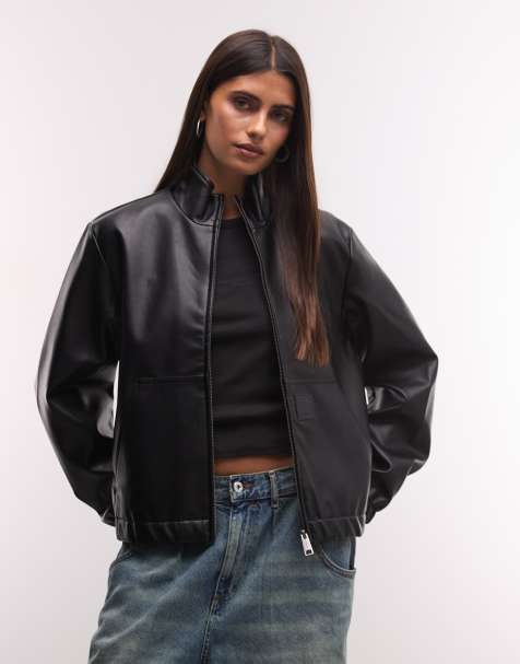 Carhartt WIP Arizona funnel neck faux leather jacket in black - view 1