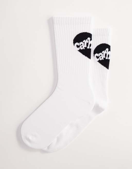 Carhartt WIP – Armour – Unisex-Socken in Weiß mit Herzprint