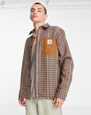Carhartt WIP Asher check shirt in beige - ASOS Price Checker
