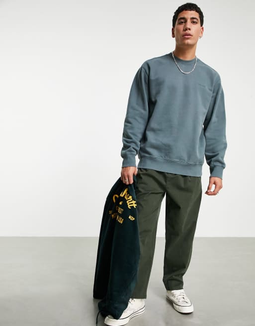 Carhartt WIP ashfield acid wash sweatshirt in green