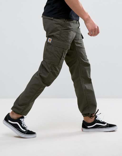 Carhartt WIP Aviation cargo slim fit pant in moor green