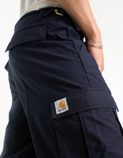 Carhartt WIP Aviation cargo slim pants in navy, 3 of 4