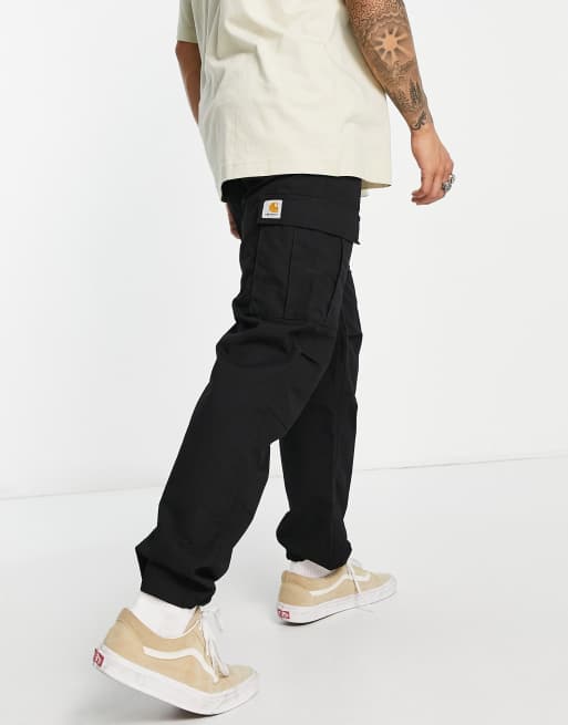 Carhartt WIP – Aviation – Czarne dopasowane spodnie bojówki, 2 z 4