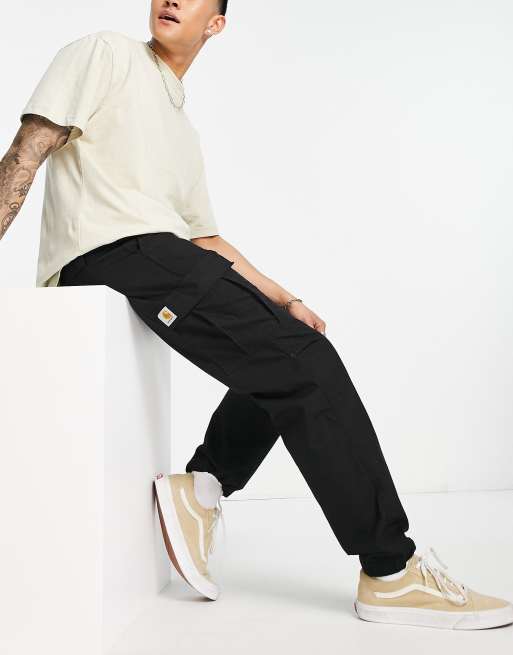 Carhartt WIP – Aviation – Czarne dopasowane spodnie bojówki, 3 z 4