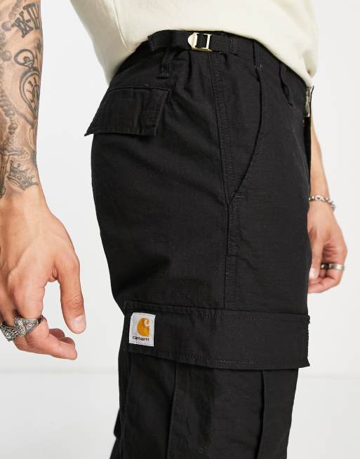 Carhartt WIP – Aviation – Czarne dopasowane spodnie bojówki, 4 z 4