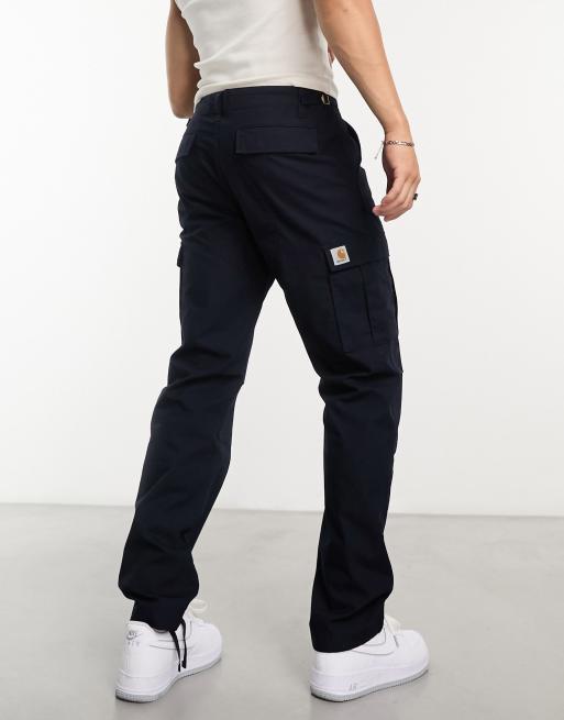 Carhartt WIP – Aviation – Dopasowane granatowe spodnie bojówki, 4 z 4