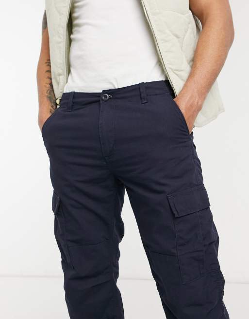 Carhartt WIP – Aviation – Granatowe dopasowane spodnie bojówki, 3 z 4