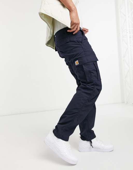 Carhartt WIP – Aviation – Granatowe dopasowane spodnie bojówki, 4 z 4