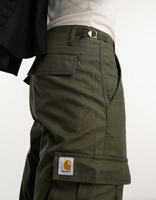 Carhartt WIP – Aviation – Kakigröna, smala cargobyxor, 3 av 4