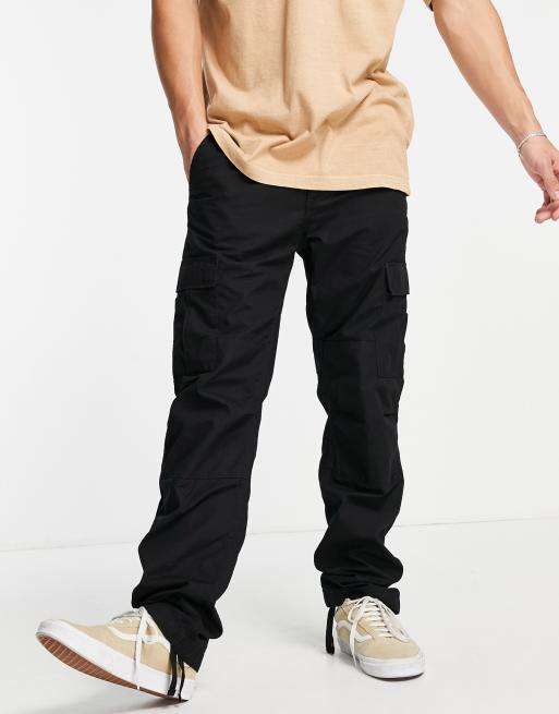 Carhartt WIP – Aviation – Schmal geschnittene Cargohose in Schwarz