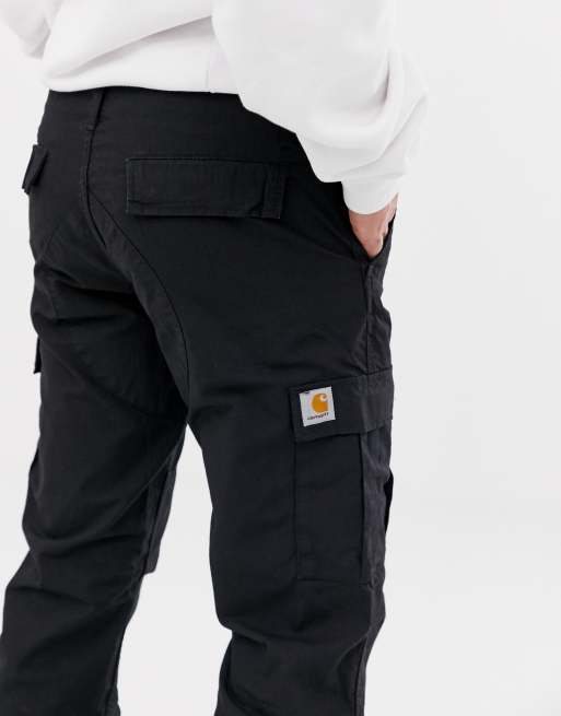 Carhartt WIP Aviation slim fit cargo pants in black rinsed