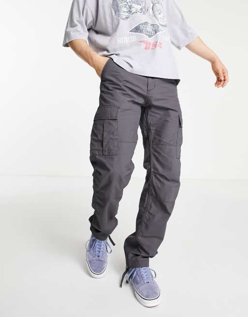 Carhartt WIP aviation slim fit cargo pants in gray