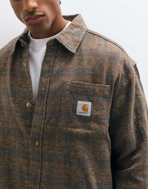 Carhartt WIP Bagley shirt in brown check, 5 of 5