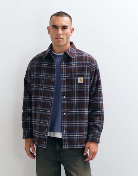 Carhartt WIP Baird shacket in brown check - view 1