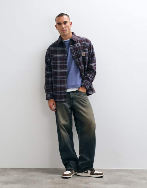 Carhartt WIP Baird shacket in brown check, 3 of 5