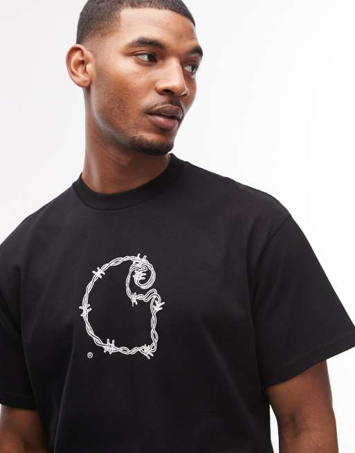 Carhartt WIP barbwire logo t-shirt in black, 4 of 5