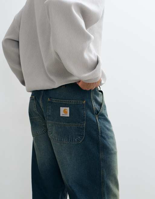 Carhartt WIP - Basic ruimvallende jeans met rechte pasvorm in donkere spoeling, 5 van 5