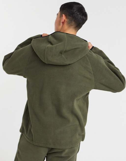 Carhartt WIP beaumont hooded half-zip fleece in khaki