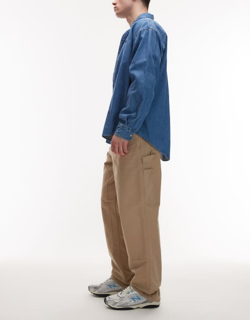 Carhartt WIP - Beige forvaskede og afslappede jeans med lige ben og dobbeltknæ-design, 3 af 5
