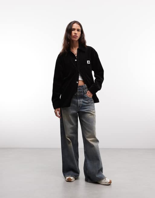 Carhartt WIP Bekka langærmet fløjls skjorte i sort, 2 af 4