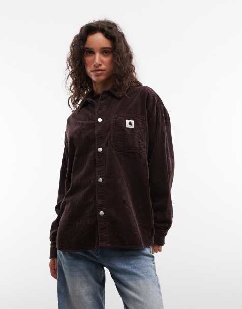 Carhartt WIP Bekka long sleeve corduroy shirt In dark brown - view 1