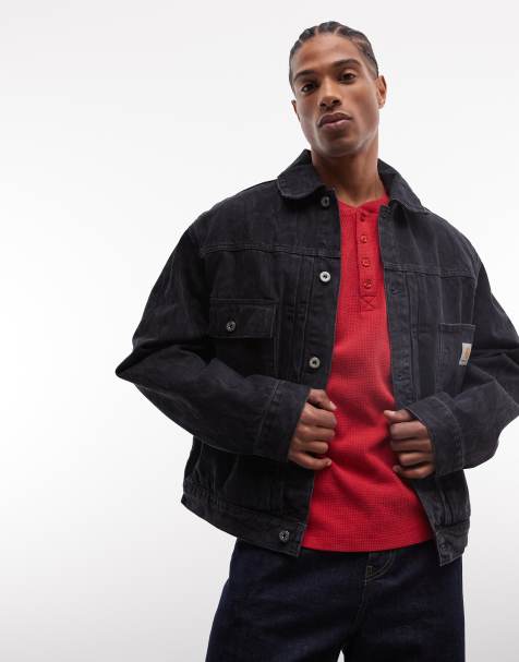 Carhartt WIP – Belmar – Czarna kurtka jeansowa we wzór moro w stylu skóry węża - view 1