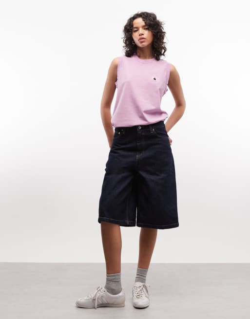 Carhartt WIP belmont shorts with cinch back belt in rinse, 2 of 5