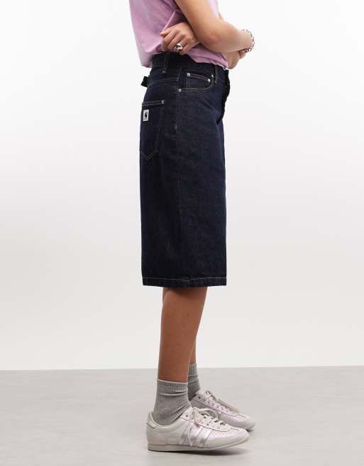 Carhartt WIP belmont shorts with cinch back belt in rinse, 3 of 5