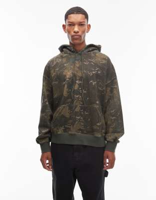 Carhartt WIP Carhartt WIP benton boxy fit pullover hoodie in green camo