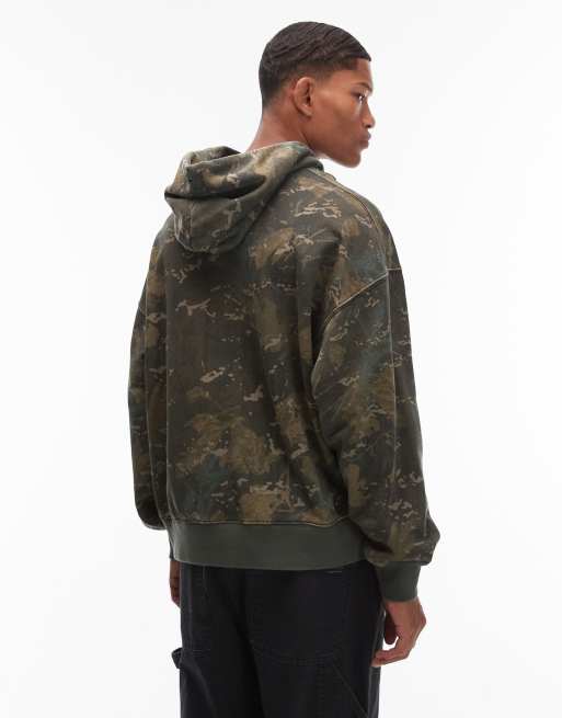 Carhartt WIP Benton boxy fit pullover hoodie in green camo, 3 of 5