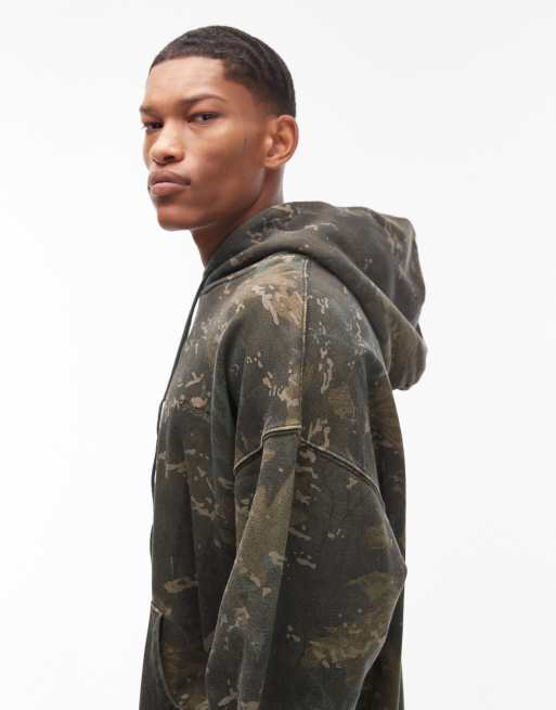 Carhartt WIP Benton boxy fit pullover hoodie in green camo, 4 of 5