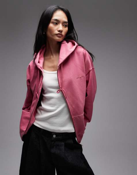 Carhartt WIP – Benton – Rosa huvtröja med dragkedja - view 1