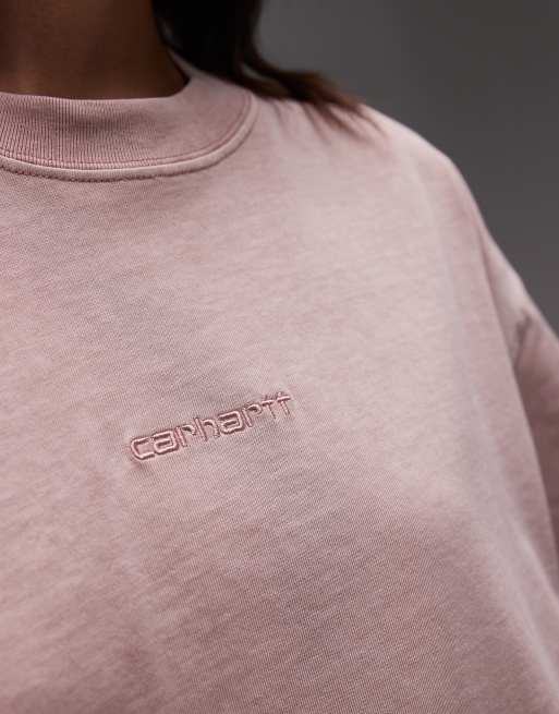 Carhartt WIP - Benton - T-shirt in roze met wassing, 4 van 4