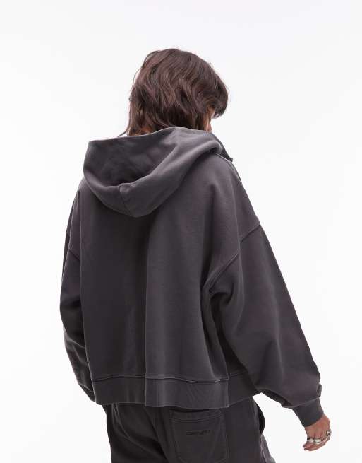 Carhartt WIP benton zip through hoodie in graphite, 4 of 4
