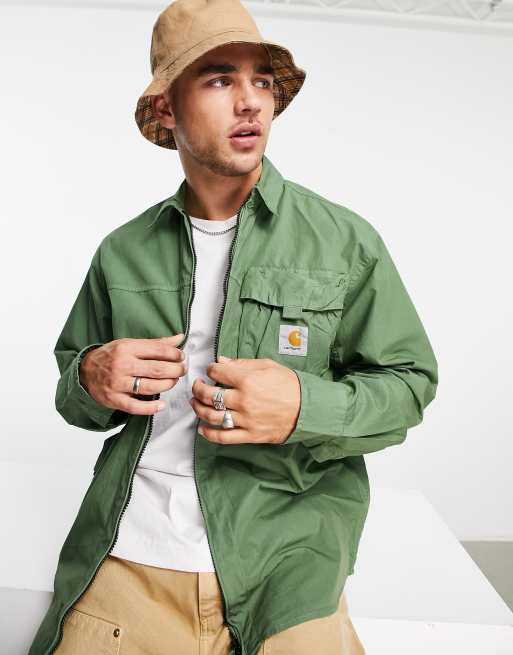 Carhartt WIP – Berm – Zielona lekka koszula wierzchnia