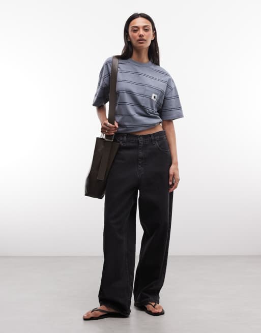 Carhartt WIP - Bert - Blå og multifarvet T-shirt med lomme og striber, 2 af 4
